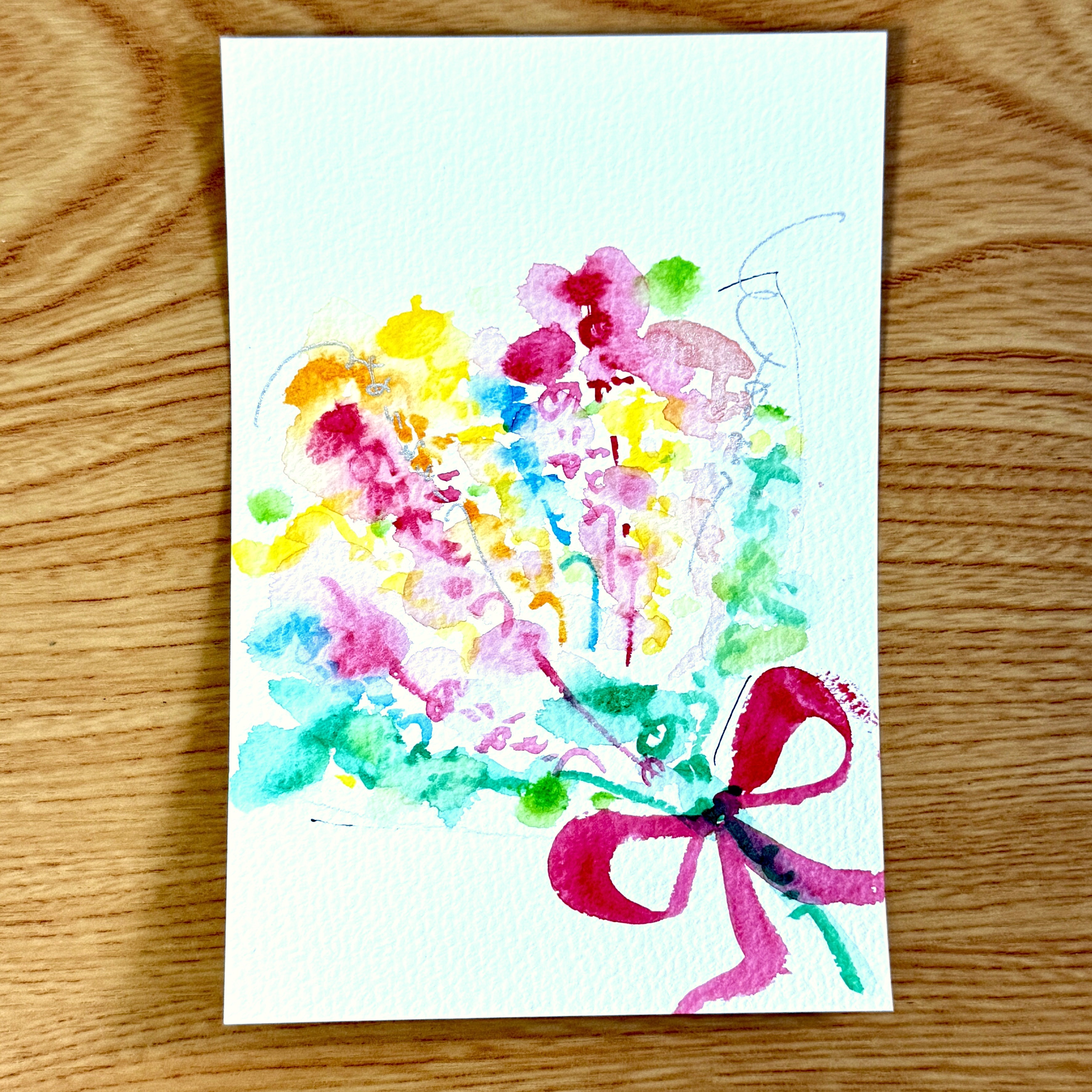 顔彩で描いたありがとうの花束